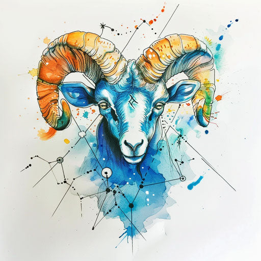 Watercolor sketch of Aries constellation tattoo