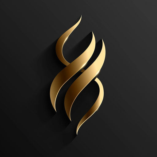 Luxury chic logo with gold accents on black background