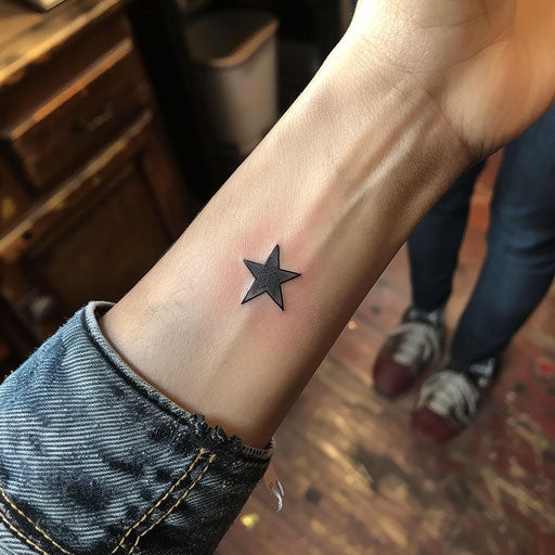 Small wrist tattoos of a star
