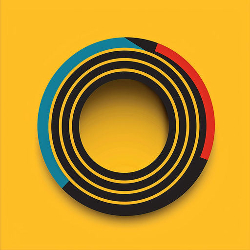 Trendy round logo with modern sans-serif fonts on a vibrant yellow background