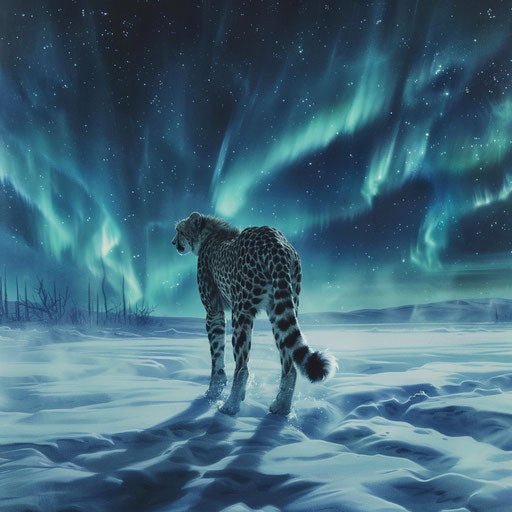Wild Nature: Cheetah chasing the Northern Lights