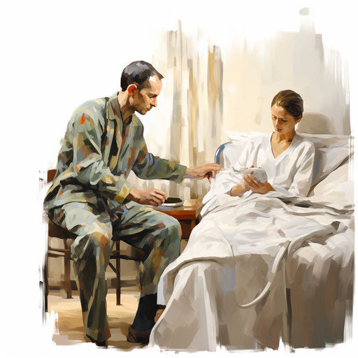 Patient clipart in the style of Oil painting