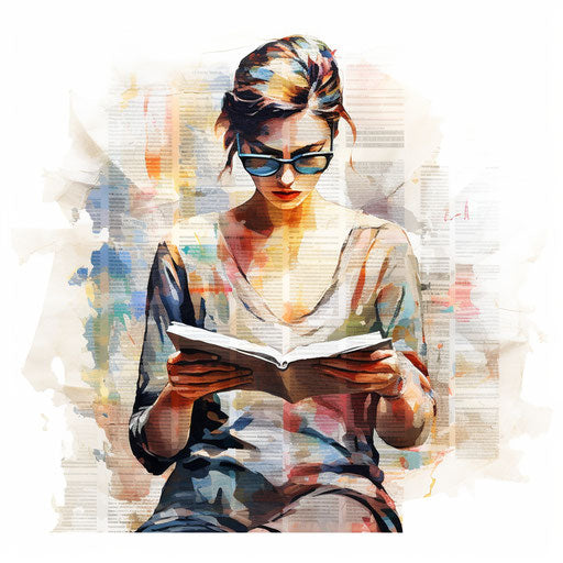 Newspaper illustration in the style of Impressionistic Art, on white background