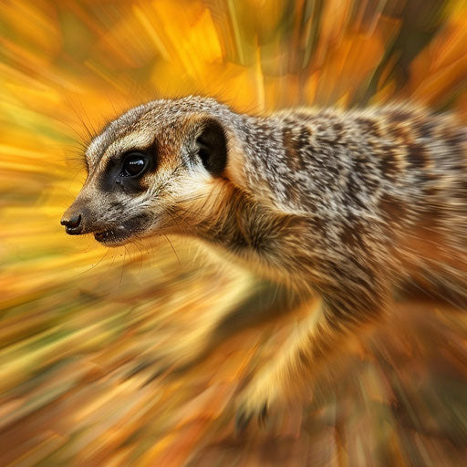 Meerkat in motion, capturing the fluidity and speed