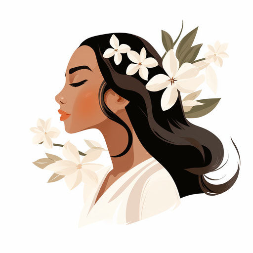 Minimalist style jasmine on white background