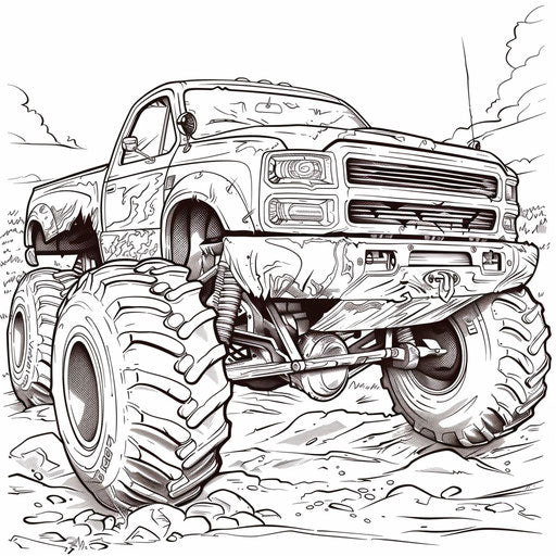 Humorous monster truck with exaggerated features