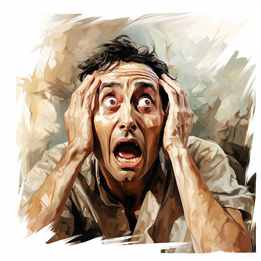Scared clipart in the style of Oil painting, on a white background