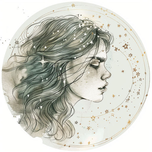 Serene Virgo constellation tattoo sketch