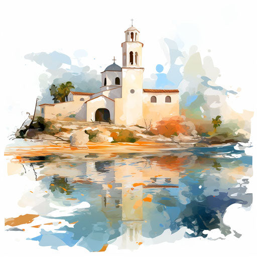 Impressionistic mission on white background