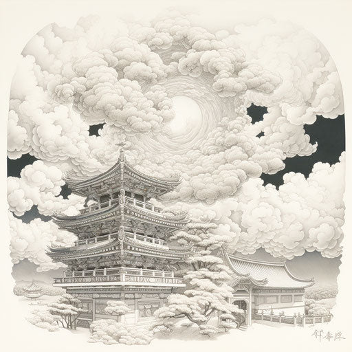 Traditional Japanese art with white cloud