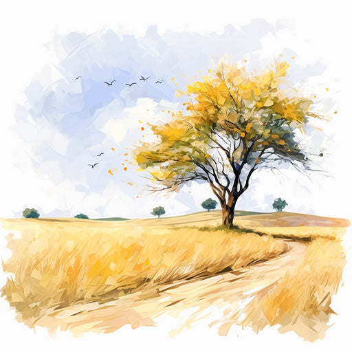 August illustration in the style of Oil painting, on a white background