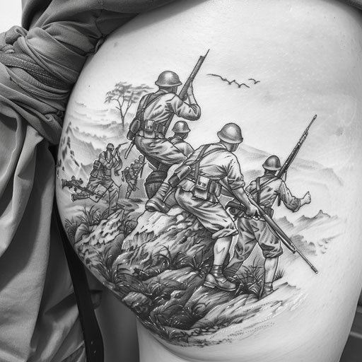 Bold and graphic Korean war scene