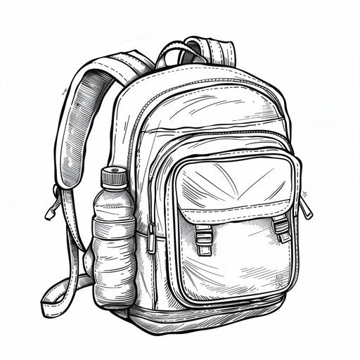 Backpack with water bottle in side pocket