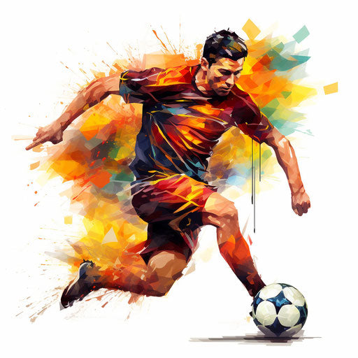 Soccer clipart in the style of oil painting, on a white background