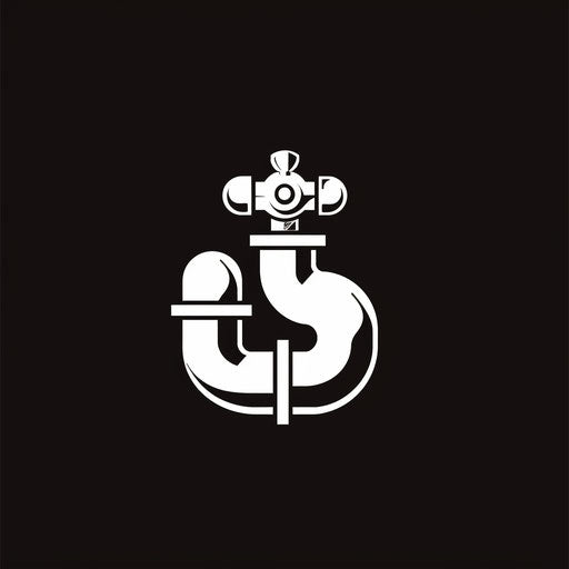 Bold plumbing logo with high contrast black and white design