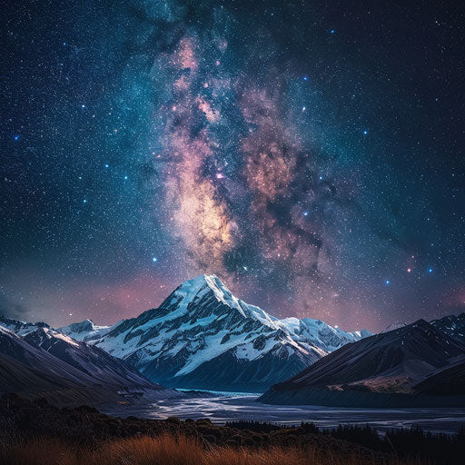 Mount Cook, New Zealand under a clear starry night sky with the Milky Way