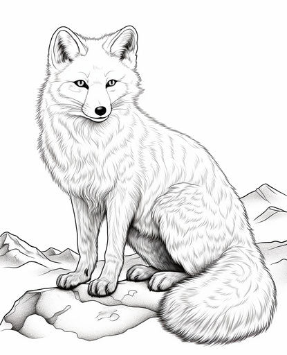 Arctic fox coloring pages, realistic and captivating