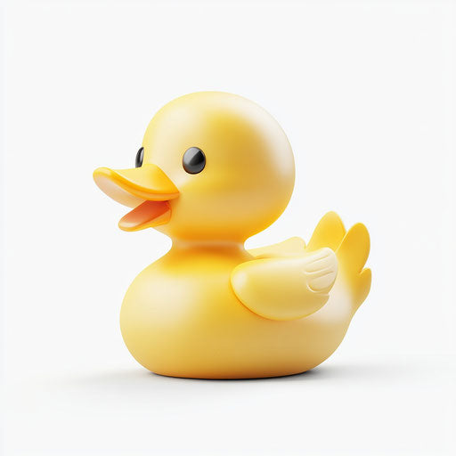 3D Duckling in realistic style with flat white background