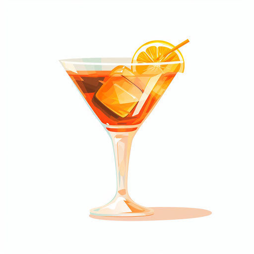 Minimalist cocktail clipart on white background