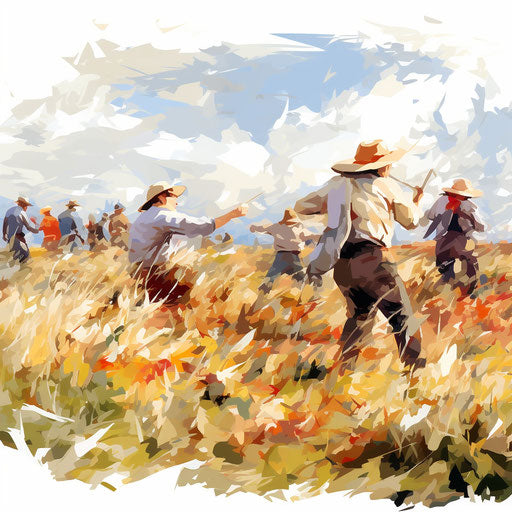 Countryside day in Impressionistic style, on white background