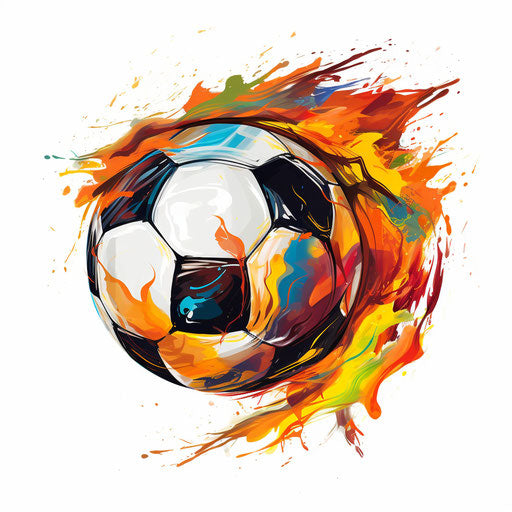 Soccer ball clipart in the style of Oil painting, on a white background