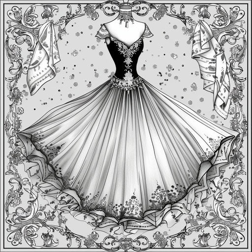 Cocktail dress with elegant lines, intricate beadwork.