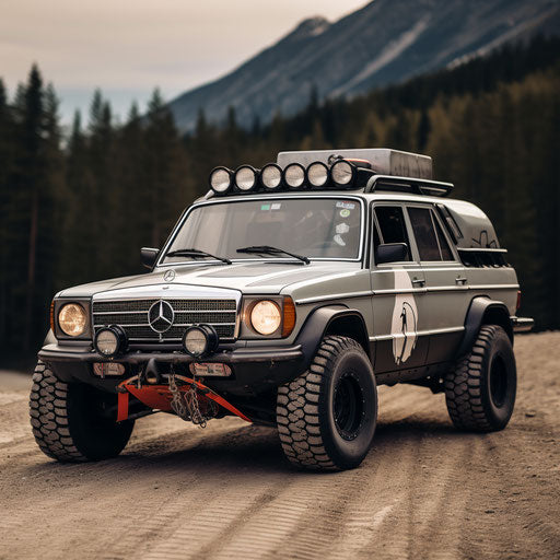 Mercedes Benz classic, rally version with off-road mods
