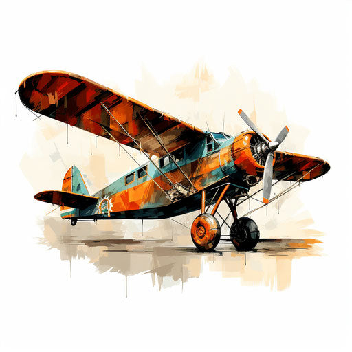 Airplane in Oil Painting Style on White Background