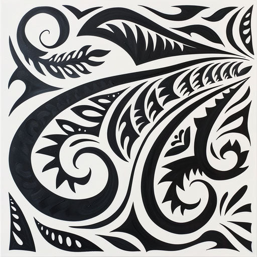 Polynesian Tribal Black Tattoo Art on White Canvas