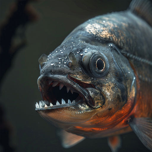 High-detail studio portrait of piranha fish