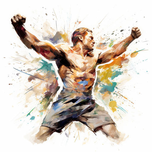 Strength in impressionistic art style on white background