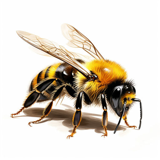 Bumblebee illustration in Chiaroscuro Art style, on white background