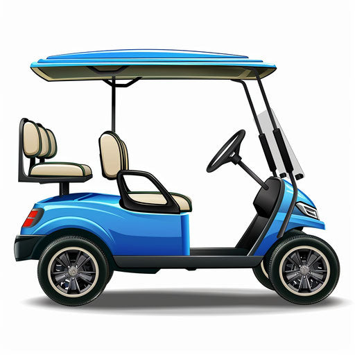 Realistic golf cart clip art on flat white background