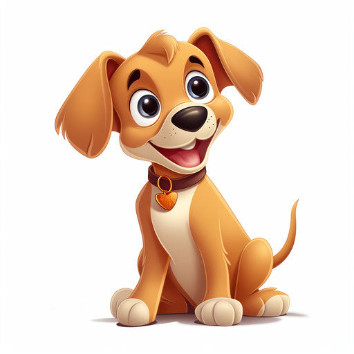 Cartoon dog in Minimalist style on white background