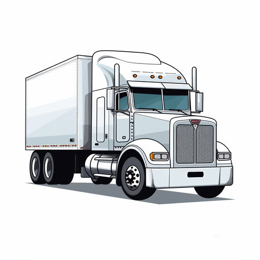 Semi truck clipart in Minimalist style, on white background