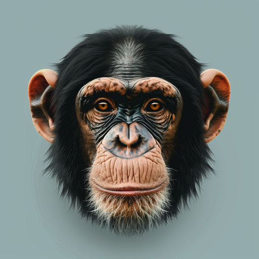 Realistic monkey face on soft blue background