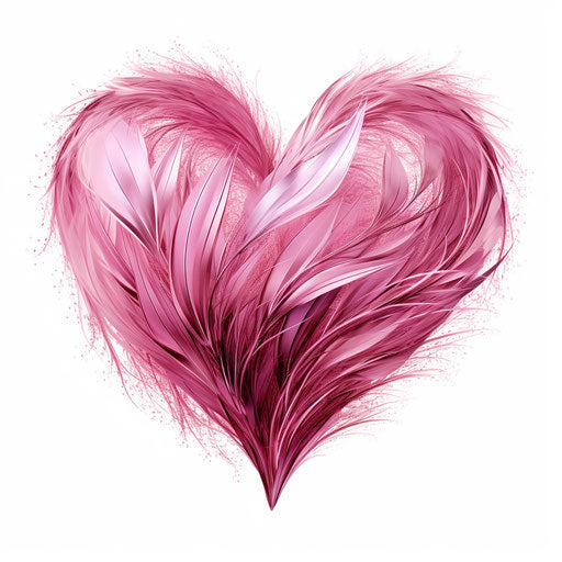 Pink heart in Chiaroscuro Art style, on white background