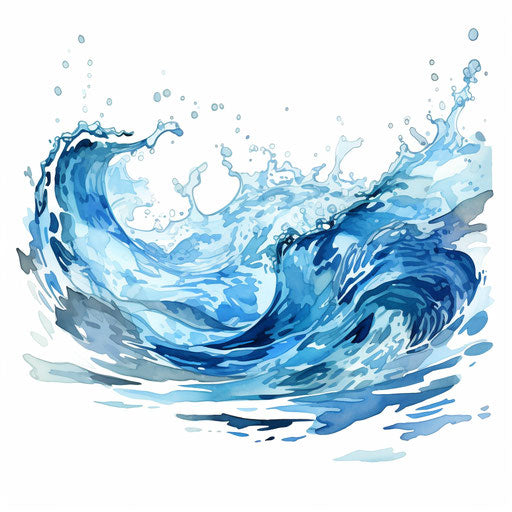Water clipart in the style of oil painting, on a white background
