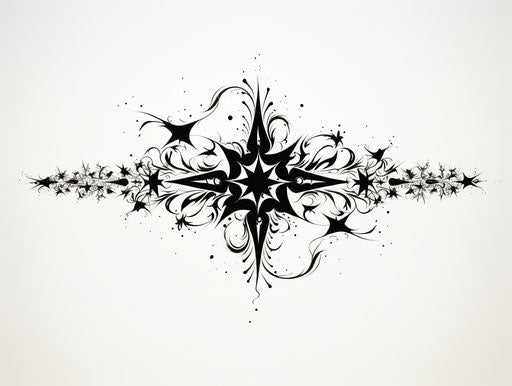 Black star surrounded by stars in minimalist style