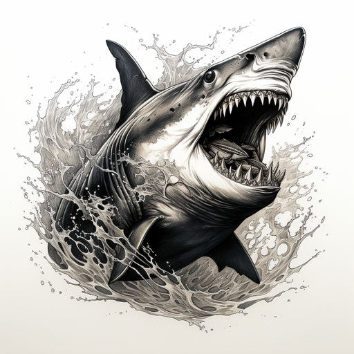 Shark with Open Mouth in Necronomicon Style