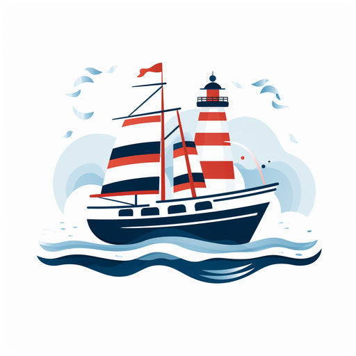 Nautical clipart in Minimalist style, on a white background