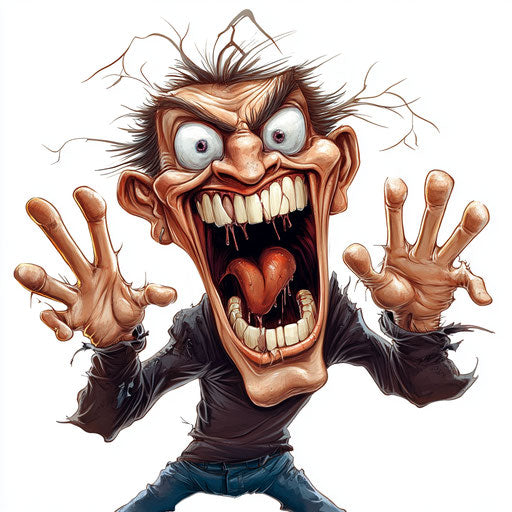 Humorous caricature of a thunder clipart with human features