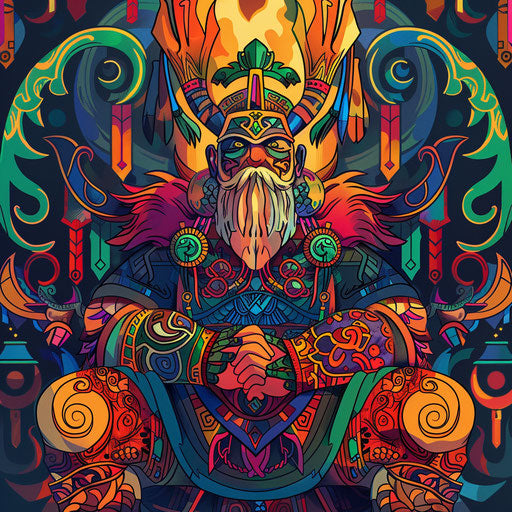 Festive tattoo sketch of Baldur during a Norse celebration