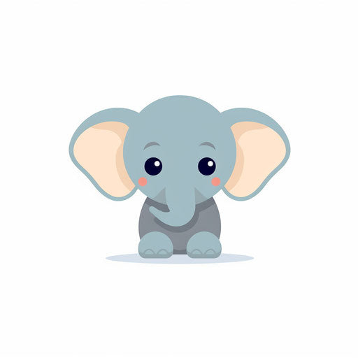Cute elephant illustration in minimalist style, on white background