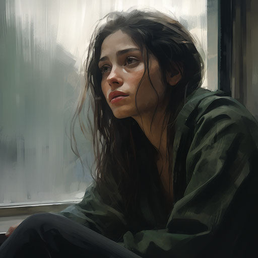 Rainy day contemplation by the window