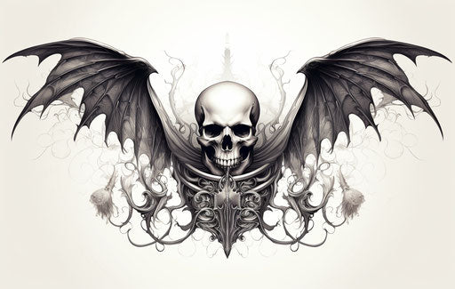 Skull with wings and bat design in vector
