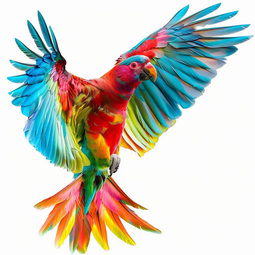 Colorful bird in flight, symbolizing freedom and diversity