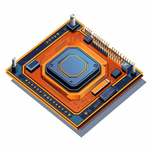 Minimalist style CPU clipart, on white background