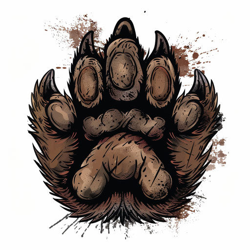 Rustic flat tattoo sketch of a bear paw
