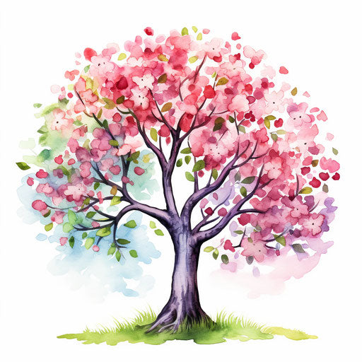 Apple Tree Illustration in Pastel Colors Style